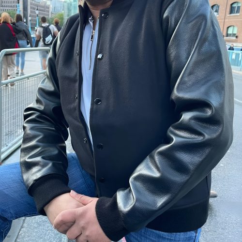 SJI Men's Letterman Baseball Varsity Jacket with Genuine Leather Sleeves - Premium Quality, Stylish College Fashion, Warm Winter Coat, Sports Team Apparel, Classic Athletic Design